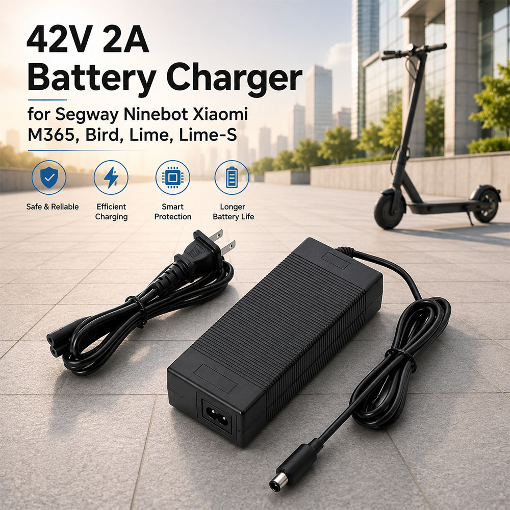 Electric Scooter Charger - 42V 2A Power Adapter for Lime